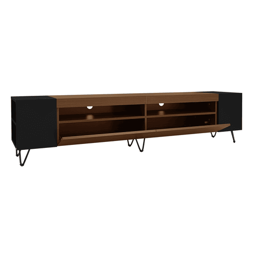 Móvel de TV moderno 180 cm - Design preto e madeira - Preto, Madeira Móvel de TV moderno 180 cm - Design preto e madeira - Preto, Madeira