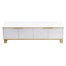 Móvel de TV 160x37,5 cm - 4 portas, textura geométrica, design exclusivo - Branco