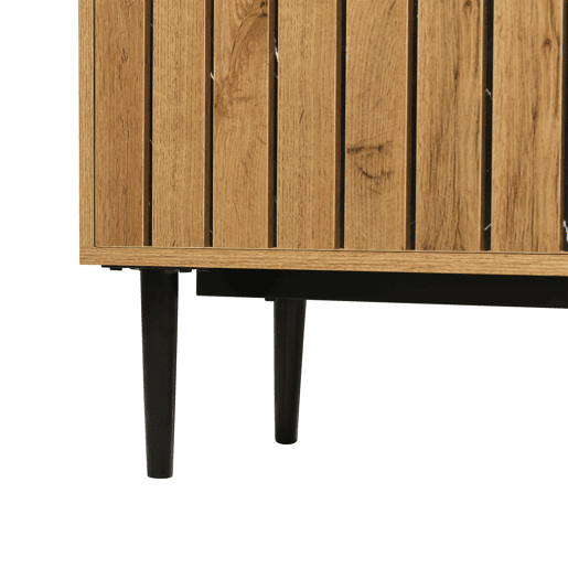 Móvel TV modular - 4 compartimentos - Preto e natural