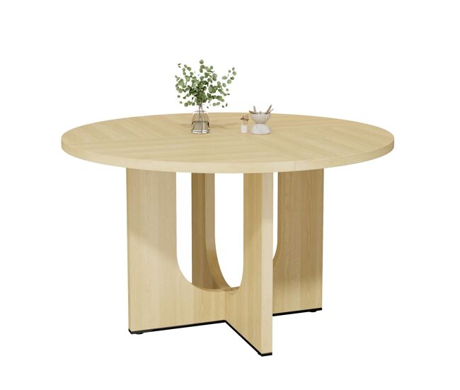 Mesa de comedor redonda 120 cm - diseño clásico escandinavo minimalista para 4-6 personas - color roble