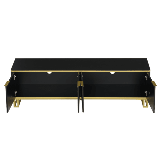 Móvel de TV 160x37,5 cm - 4 portas, design geométrico, baixo - Preto