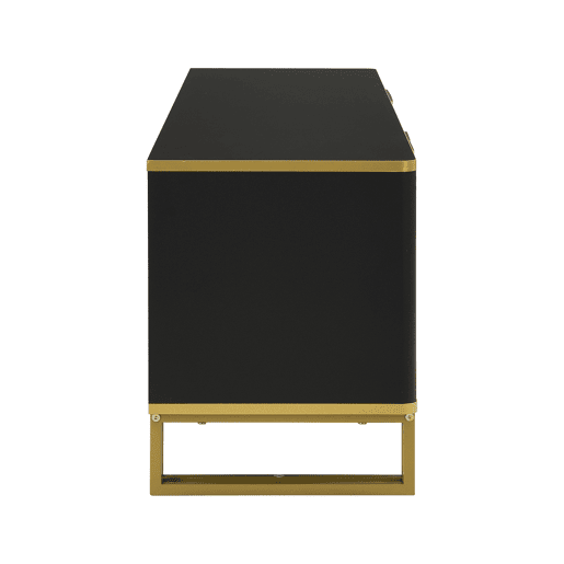 Móvel de TV 160x37,5 cm - 4 portas, design geométrico, baixo - Preto
