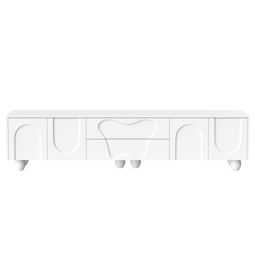 Móvel de TV 180 cm - Minimalista com pés de madeira, design elegante - Branco Móvel de TV 180 cm - Minimalista com pés de madeira, design elegante - Branco
