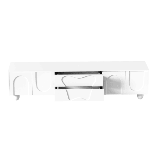 Móvel de TV 180 cm - Minimalista com pés de madeira, design elegante - Branco Móvel de TV 180 cm - Minimalista com pés de madeira, design elegante - Branco