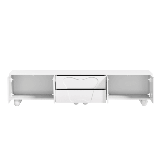 Móvel de TV 180 cm - Minimalista com pés de madeira, design elegante - Branco Móvel de TV 180 cm - Minimalista com pés de madeira, design elegante - Branco