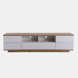 Móvel de TV moderno 180 cm - Design bicolor, acabamento em madeira - Branco