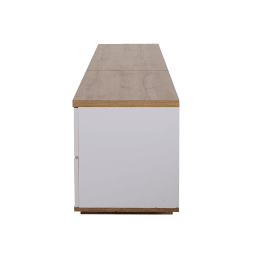 Móvel de TV moderno 180 cm - Design bicolor, acabamento em madeira - Branco Móvel de TV moderno 180 cm - Design bicolor, acabamento em madeira - Branco