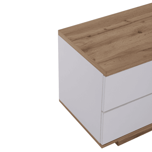 Móvel de TV moderno 180 cm - Design bicolor, acabamento em madeira - Branco Móvel de TV moderno 180 cm - Design bicolor, acabamento em madeira - Branco