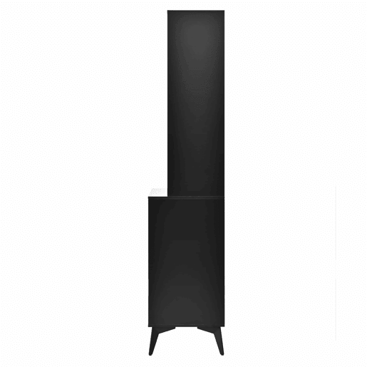 Armário alto tipo vitrina - design a preto e branco com iluminação LED integrada e prateleiras de vidro - preto e branco Armário alto tipo vitrina - design a preto e branco com iluminação LED integrada e prateleiras de vidro - preto e branco