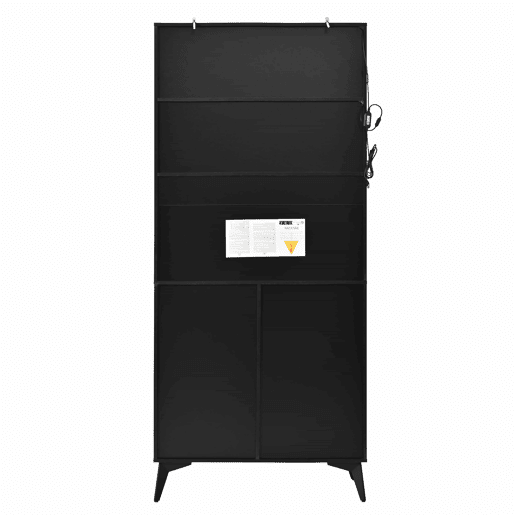 Armário alto tipo vitrina - design a preto e branco com iluminação LED integrada e prateleiras de vidro - preto e branco Armário alto tipo vitrina - design a preto e branco com iluminação LED integrada e prateleiras de vidro - preto e branco