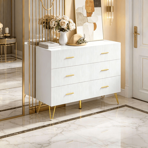 Aparador 100 x 40 x 75 cm - Design elegante, móvel auxiliar multifuncional com espaço de arrumação e que pode ser utilizado como consolamóvel de TV - Branco e dourado Aparador 100 x 40 x 75 cm - Design elegante, móvel auxiliar multifuncional com espaço de arrumação e que pode ser utilizado como consolamóvel de TV - Branco e dourado