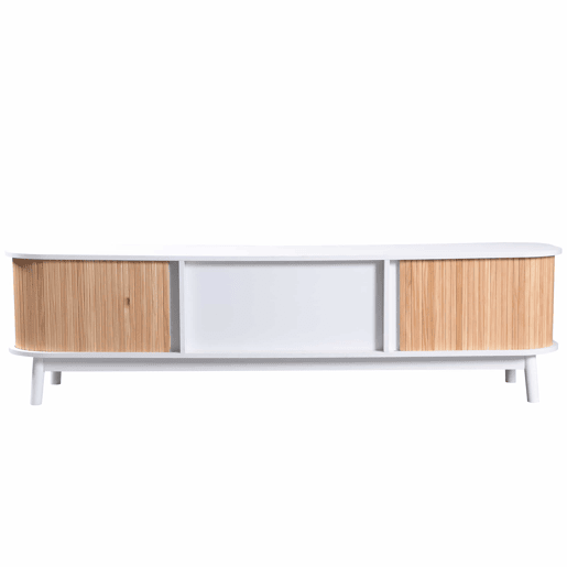 Suporte para TV em madeira maciça e rotim 170 cm - 2 gavetas e 2 portas - estilo rústico - natural Suporte para TV em madeira maciça e rotim 170 cm - 2 gavetas e 2 portas - estilo rústico - natural