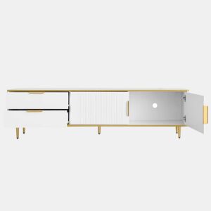 Móvel moderno para televisão - com 2 portas e 2 gavetas - pés metálicos - Branco