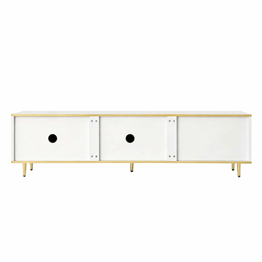 Móvel moderno para televisão - com 2 portas e 2 gavetas - pés metálicos - Branco Móvel moderno para televisão - com 2 portas e 2 gavetas - pés metálicos - Branco