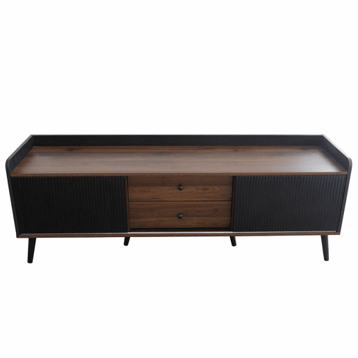 Móvel de TV 160 cm - Com 2 gavetas, 2 portas de correr, design elegante - Preto Móvel de TV 160 cm - Com 2 gavetas, 2 portas de correr, design elegante - Preto
