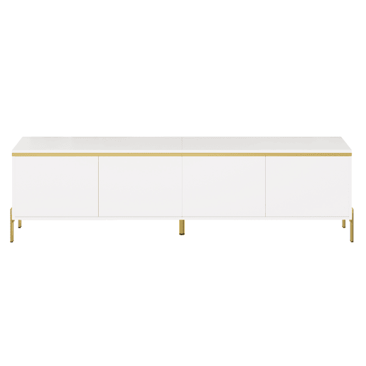 Conjunto de móvel de TV e mesa de centro - Luxuoso, alto brilho, bordas douradas, grande capacidade de armazenamento - Branco