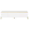 Conjunto de móvel de TV e mesa de centro - Luxuoso, alto brilho, bordas douradas, grande capacidade de armazenamento - Branco