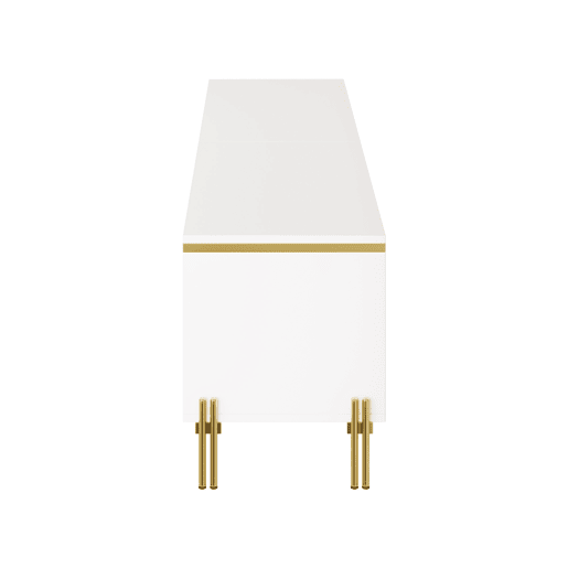 Conjunto de móvel de TV e mesa de centro - Luxuoso, alto brilho, bordas douradas, grande capacidade de armazenamento - Branco