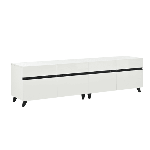 Móvel de TV 180x40x49 cm - Alto brilho, 4 armários, 8 pés, carga recomendada 52 kg - Branco Móvel de TV 180x40x49 cm - Alto brilho, 4 armários, 8 pés, carga recomendada 52 kg - Branco
