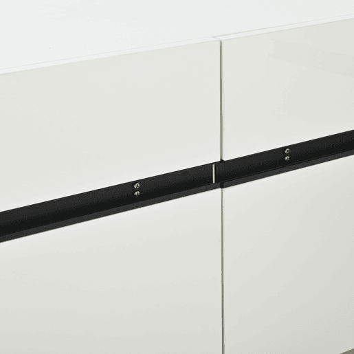 Móvel de TV 180x40x49 cm - Alto brilho, 4 armários, 8 pés, carga recomendada 52 kg - Branco Móvel de TV 180x40x49 cm - Alto brilho, 4 armários, 8 pés, carga recomendada 52 kg - Branco