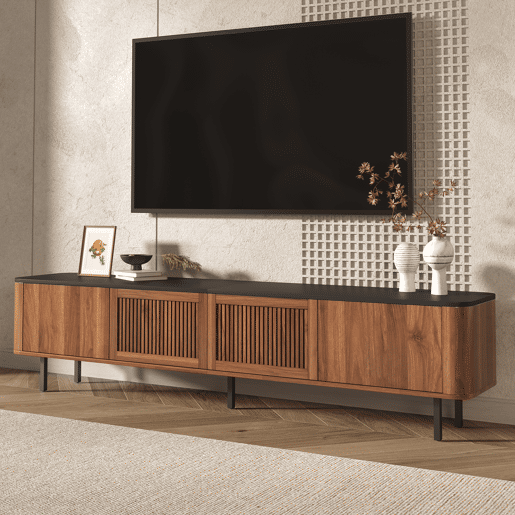 Móvel de TV 190x35x45 cm - design moderno e baixo - nogal Móvel de TV 190x35x45 cm - design moderno e baixo - nogal