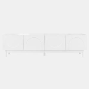 Lowboard 169 cm - Portas curvas, prateleiras e suporte para TV com pés estabilizadores - Branco