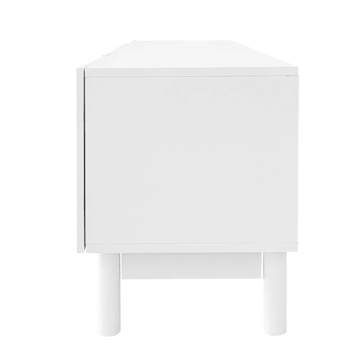 Lowboard 169 cm - Portas curvas, prateleiras e suporte para TV com pés estabilizadores - Branco