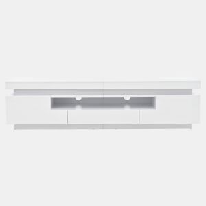 Móvel de TV 175x38x45 cm - 2 armários em L, 1 gaveta, com LED, adequado para TV de 75 - Branco