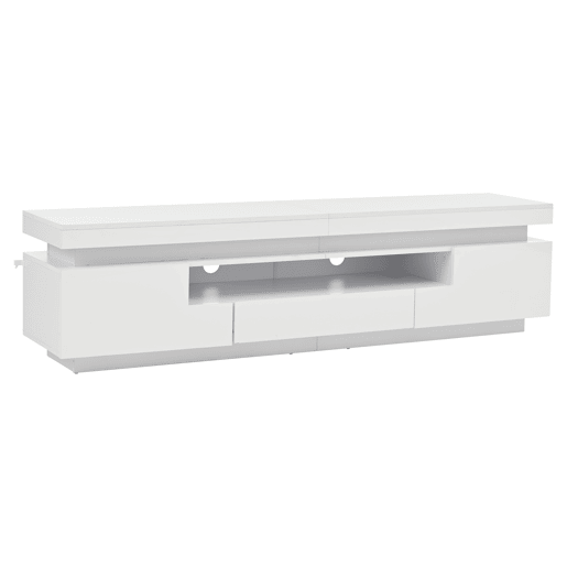 Móvel de TV 175x38x45 cm - 2 armários em L, 1 gaveta, com LED, adequado para TV de 75 - Branco Móvel de TV 175x38x45 cm - 2 armários em L, 1 gaveta, com LED, adequado para TV de 75 - Branco