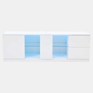Móvel de TV 160x40x52 cm - Kommode Hochglanz com LED - Branco