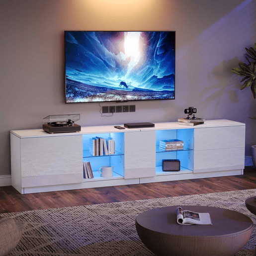 Móvel de TV 160x40x52 cm - Kommode Hochglanz com LED - Branco Móvel de TV 160x40x52 cm - Kommode Hochglanz com LED - Branco