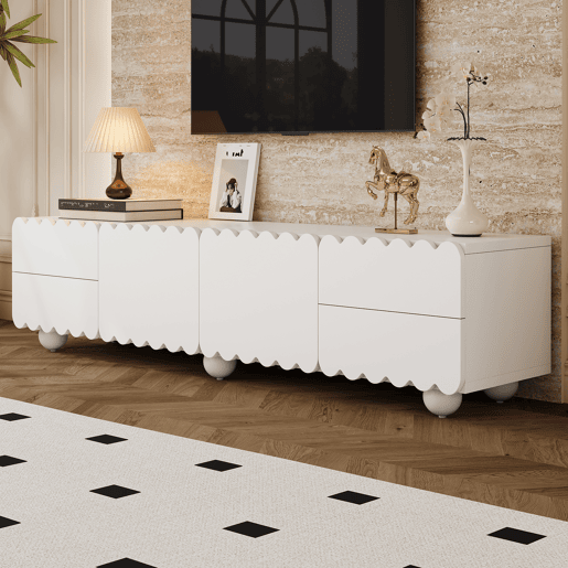 Móvel de TV 175x38 cm - Design moderno, baixo, elegante - Branco