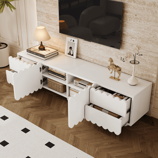 Móvel de TV 175x38 cm - Design moderno, baixo, elegante - Branco