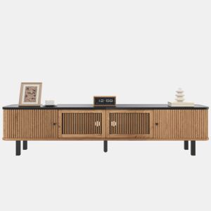Móvel de TV 190x35x45 cm - Duas portas de correr, duas portas de grade, design exclusivo - Carvalho