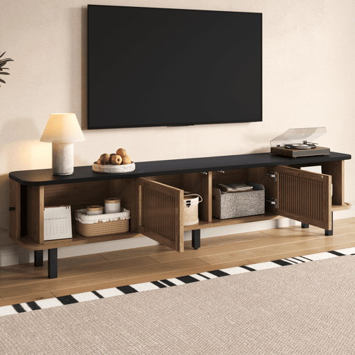 Móvel de TV 190x35x45 cm - Duas portas de correr, duas portas de grade, design exclusivo - Carvalho Móvel de TV 190x35x45 cm - Duas portas de correr, duas portas de grade, design exclusivo - Carvalho