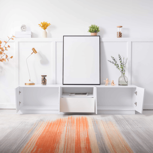 Móvel de TV 170 cm - Estilo patchwork diagonal - Branco Móvel de TV 170 cm - Estilo patchwork diagonal - Branco