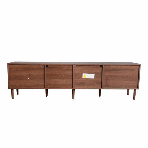 Suporte de TV de 180 cm com iluminação LED - 2 gavetas em rotim e 3 portas - Castanho Suporte de TV de 180 cm com iluminação LED - 2 gavetas em rotim e 3 portas - Castanho