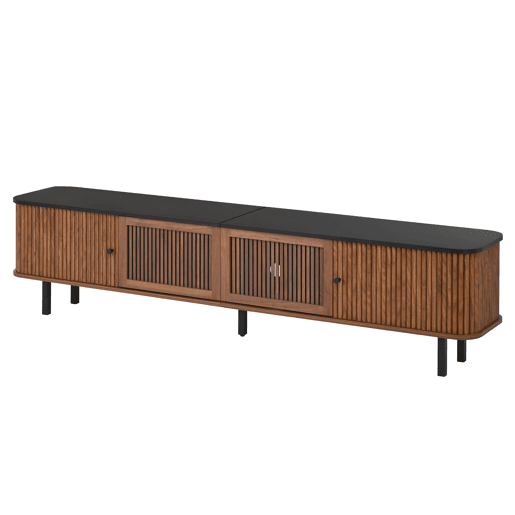 Móvel de TV baixo 190x35x45 cm - 2 portas de correr, 2 portas com grelha, design moderno - Nogueira Móvel de TV baixo 190x35x45 cm - 2 portas de correr, 2 portas com grelha, design moderno - Nogueira