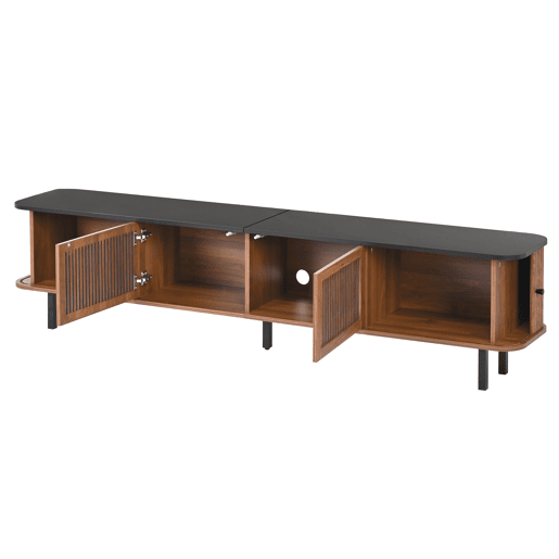 Móvel de TV baixo 190x35x45 cm - 2 portas de correr, 2 portas com grelha, design moderno - Nogueira Móvel de TV baixo 190x35x45 cm - 2 portas de correr, 2 portas com grelha, design moderno - Nogueira
