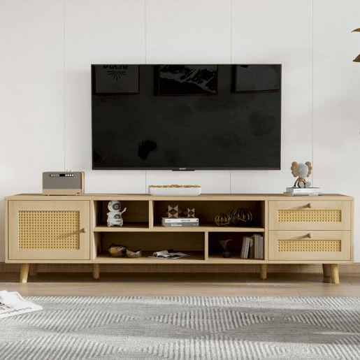 Suporte para TV 160cm - 1 porta, 2 gavetas e 4 compartimentos - Natural Suporte para TV 160cm - 1 porta, 2 gavetas e 4 compartimentos - Natural