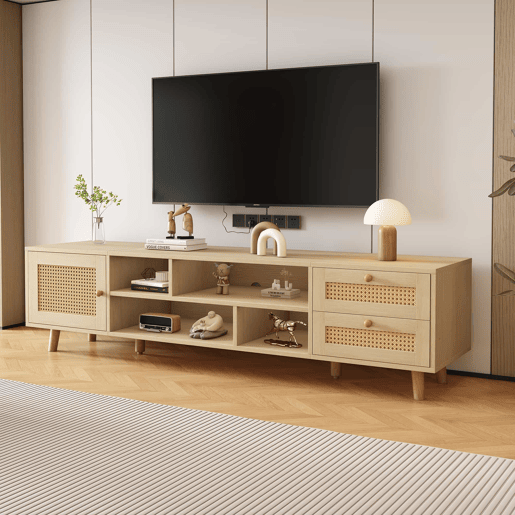 Suporte para TV 160cm - 1 porta, 2 gavetas e 4 compartimentos - Natural Suporte para TV 160cm - 1 porta, 2 gavetas e 4 compartimentos - Natural