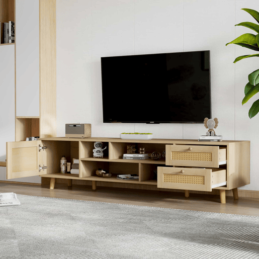 Suporte para TV 160cm - 1 porta, 2 gavetas e 4 compartimentos - Natural Suporte para TV 160cm - 1 porta, 2 gavetas e 4 compartimentos - Natural