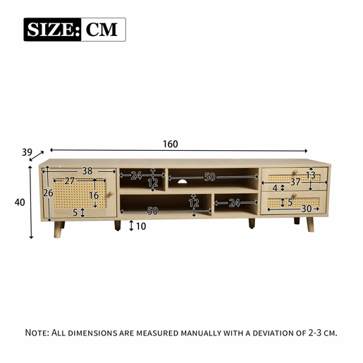 Suporte para TV 160cm - 1 porta, 2 gavetas e 4 compartimentos - Natural Suporte para TV 160cm - 1 porta, 2 gavetas e 4 compartimentos - Natural