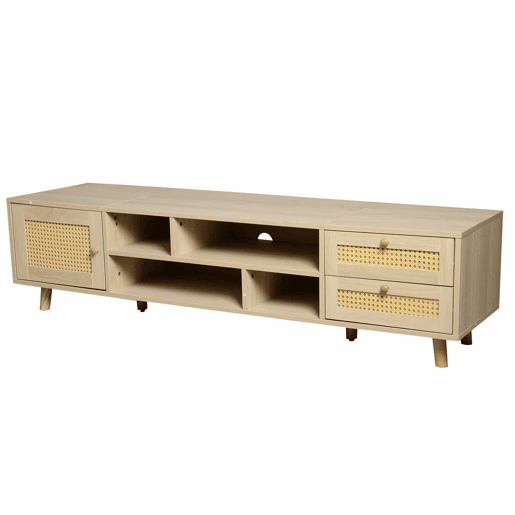 Suporte para TV 160cm - 1 porta, 2 gavetas e 4 compartimentos - Natural Suporte para TV 160cm - 1 porta, 2 gavetas e 4 compartimentos - Natural