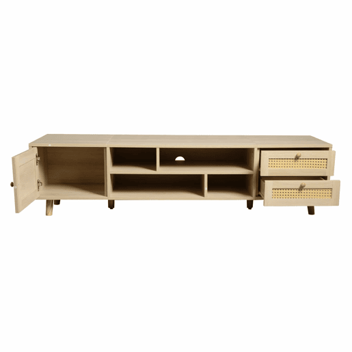 Suporte para TV 160cm - 1 porta, 2 gavetas e 4 compartimentos - Natural Suporte para TV 160cm - 1 porta, 2 gavetas e 4 compartimentos - Natural