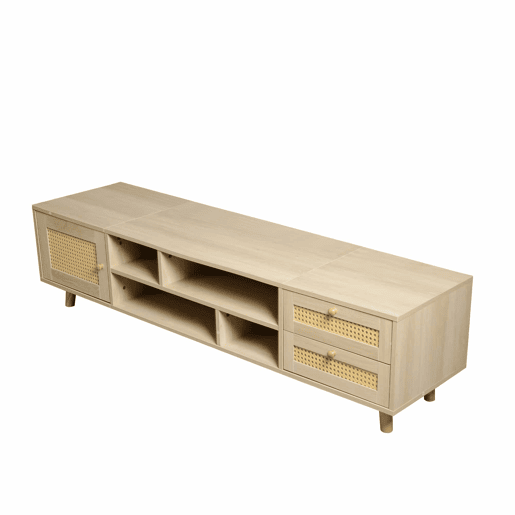Suporte para TV 160cm - 1 porta, 2 gavetas e 4 compartimentos - Natural Suporte para TV 160cm - 1 porta, 2 gavetas e 4 compartimentos - Natural