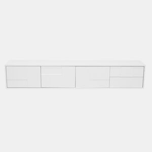 Móvel de TV 170 cm - moderno, suspenso ou de pé, sem puxadores, 3 portas e 2 gavetas - branco brilhante