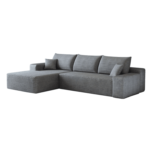 Sofá modular de canto de 270 cm - chaise longue em L, assento profundo, modular compacto - Cinzento Sofá modular de canto de 270 cm - chaise longue em L, assento profundo, modular compacto - Cinzento