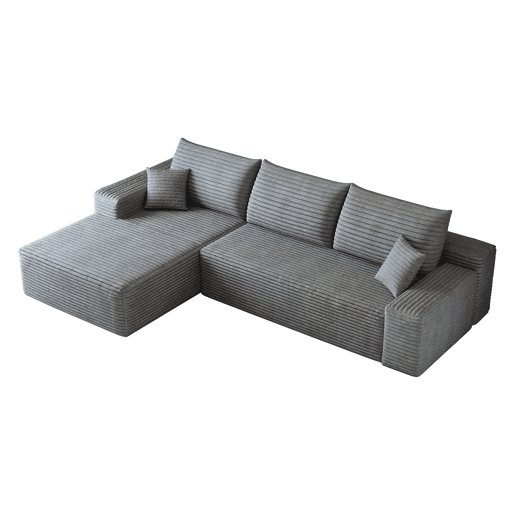 Sofá modular de canto de 270 cm - chaise longue em L, assento profundo, modular compacto - Cinzento Sofá modular de canto de 270 cm - chaise longue em L, assento profundo, modular compacto - Cinzento