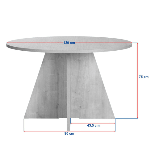 Well Home Mesa de Jantar Palawan Ø120x75 cm Acabamento Travertino, Design Moderno Redondo, Tampo de 25 mm em Melamina, Montagem Fácil Well Home Mesa de Jantar Palawan Ø120x75 cm Acabamento Travertino, Design Moderno Redondo, Tampo de 25 mm em Melamina, Montagem Fácil